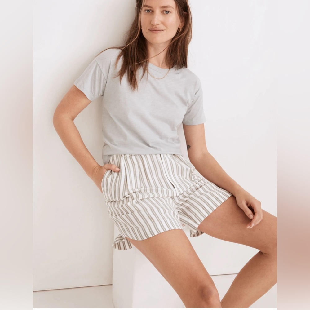 Madewell Striped Tan and White Women Shorts